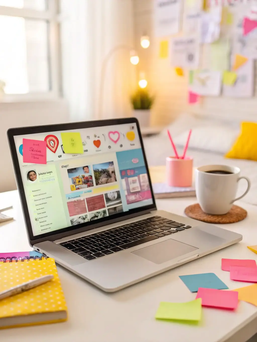 An image of a computer screen displaying a blog post draft generated by AI, with social media icons nearby, demonstrating Velantes AI's AI Content Agent.