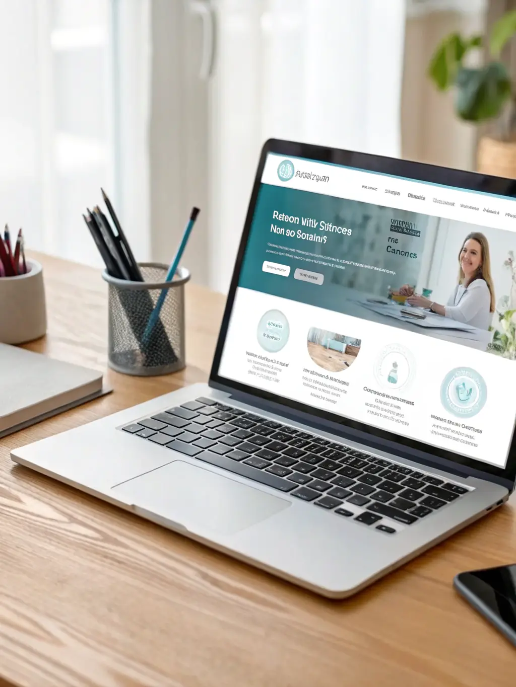 A sleek, modern dental clinic website displayed on a desktop and mobile device, representing Velantes AI's Website Design services.