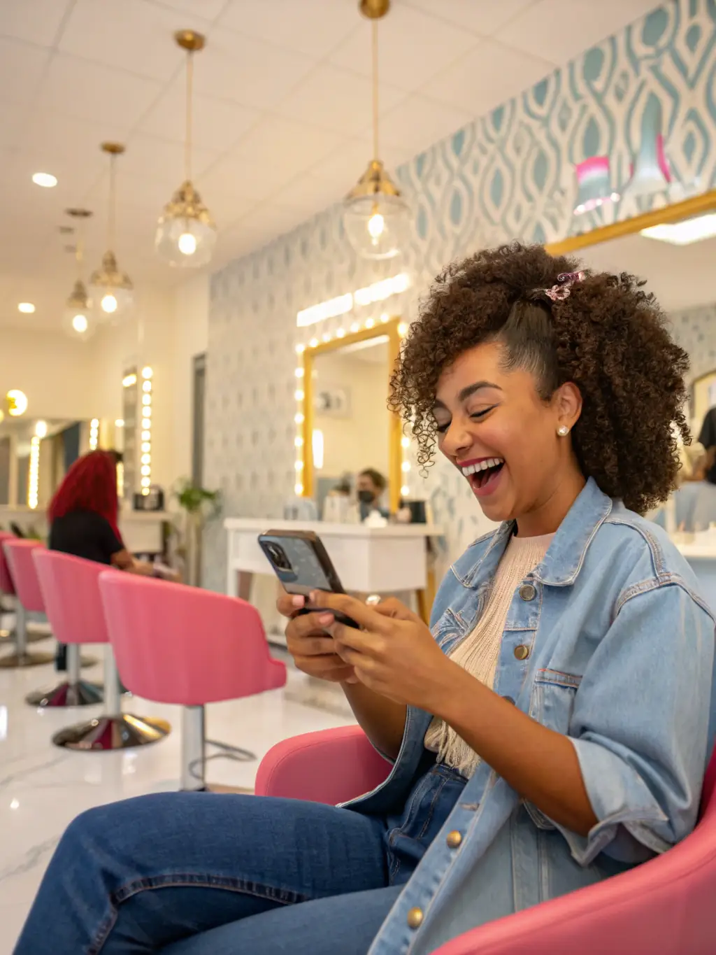 A visually appealing image of a beauty salon's Instagram feed, showcasing perfectly curated posts with high engagement, likes, and comments, reflecting successful social media management.