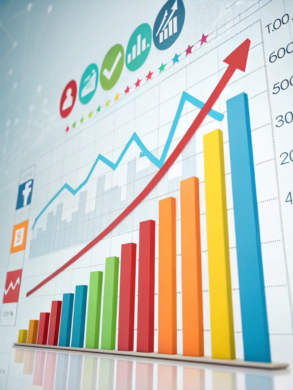 A graphic illustration depicting a significant increase in website traffic and leads generated from social media platforms, demonstrating the ROI of Velantes AI Poland's social media marketing services.